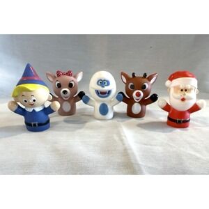 Rudolph The Red Nose Reindeer Vinyl Finger ‎ Puppet Set Of 5